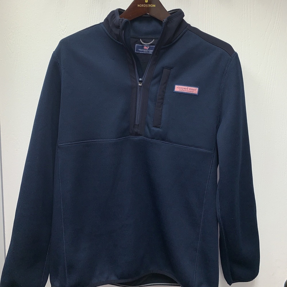 Vineyard Vines Mens Navy Blue‎ 1/4 Zip Mountain Sweater Fleece M NWT NEW